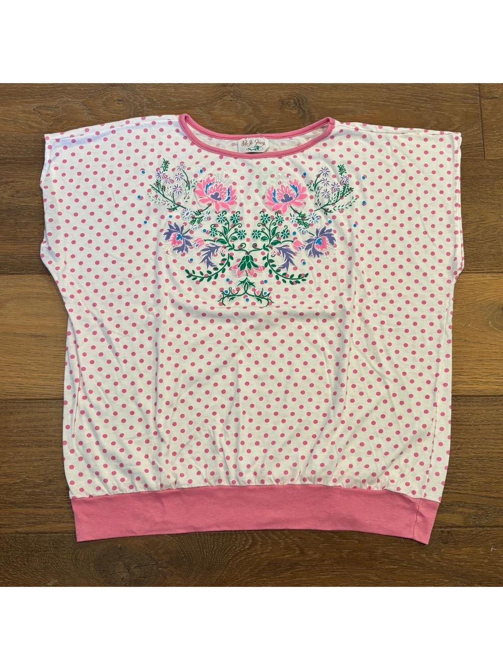 VINTAGE 80s BJ Frog Graphic Floral T-Shirt, XL